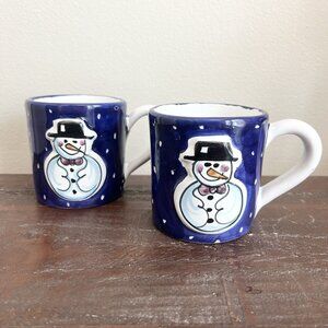 Starbucks Deruta SNOWMAN Hand Painted Christmas Mug Italy Exclusive Set Of 2